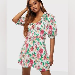For Love And Lemons Floral Mini Dress - Pink and Green